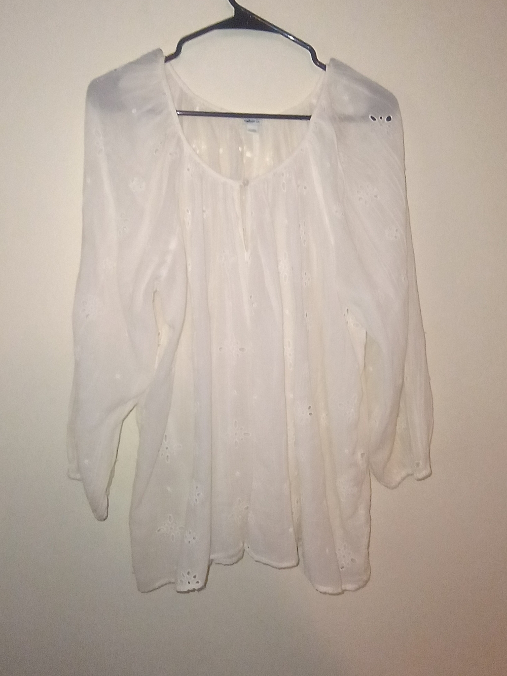 AERIE White Eyelet Peasant Blouse Never Worn